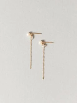 Freshwater Pearl And Opal Chain Earrings