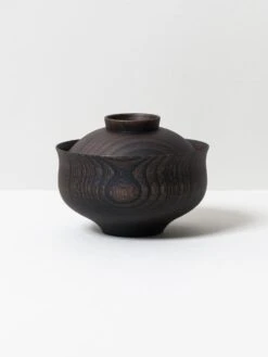 Tsumugi Wooden Bowl With Lid - Chidori (Black)