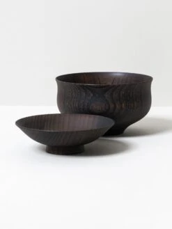 Tsumugi Wooden Bowl With Lid - Chidori (Black) -Rikumo Gato Tsumugi Wooden Bowl with Lid Black Chidori 2