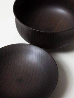 Tsumugi Wooden Bowl With Lid - Chidori (Black) -Rikumo Gato Tsumugi Wooden Bowl with Lid Black Chidori 3