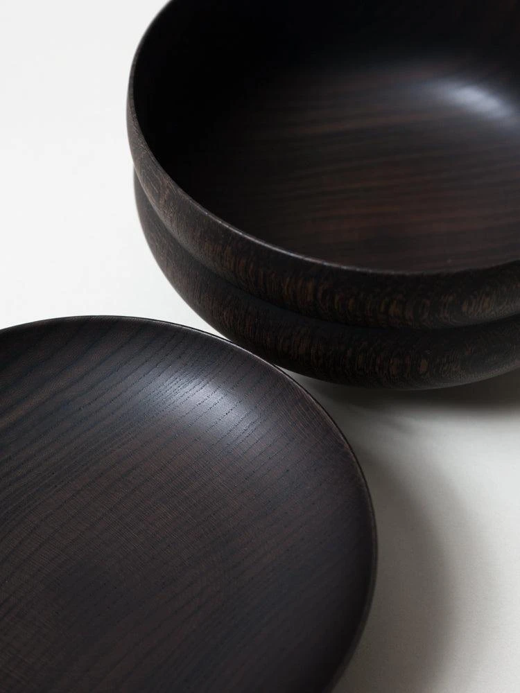 Tsumugi Wooden Bowl With Lid - Gunbai (Black) 5 Tsumugi Wooden Bowl With Lid - Gunbai (Black) - Image 3