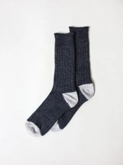 Recycled Cotton Ribbed Socks, Charcoal