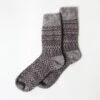 Wool Jacquard Socks, Grey