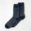 Wool Jacquard Socks, Navy 1 Wool Jacquard Socks, Navy -Rikumo Knitwin Wool Jacquard Socks Navy 2