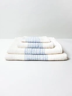 Flax Line Organics Towel - Ivories -Rikumo Kontex Flax Line Organics Towel Blue Ivory 3