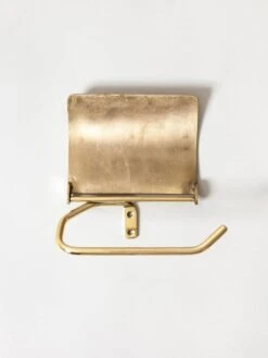 Kanamono Toilet Paper Holder With Cover -Rikumo Muro Kanamono Toilet Paper Holder Brass 1