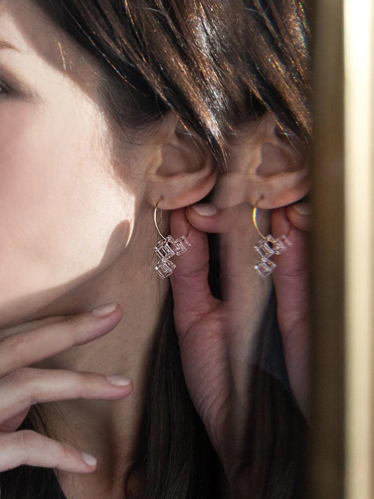 Glass Hoop Earrings - Salt 4 Glass Hoop Earrings - Salt - Image 2