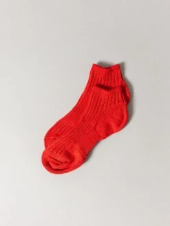 Sasawashi Ribbed Ankle Socks -Rikumo Sasawashi Ribbed Ankle Socks Red 2