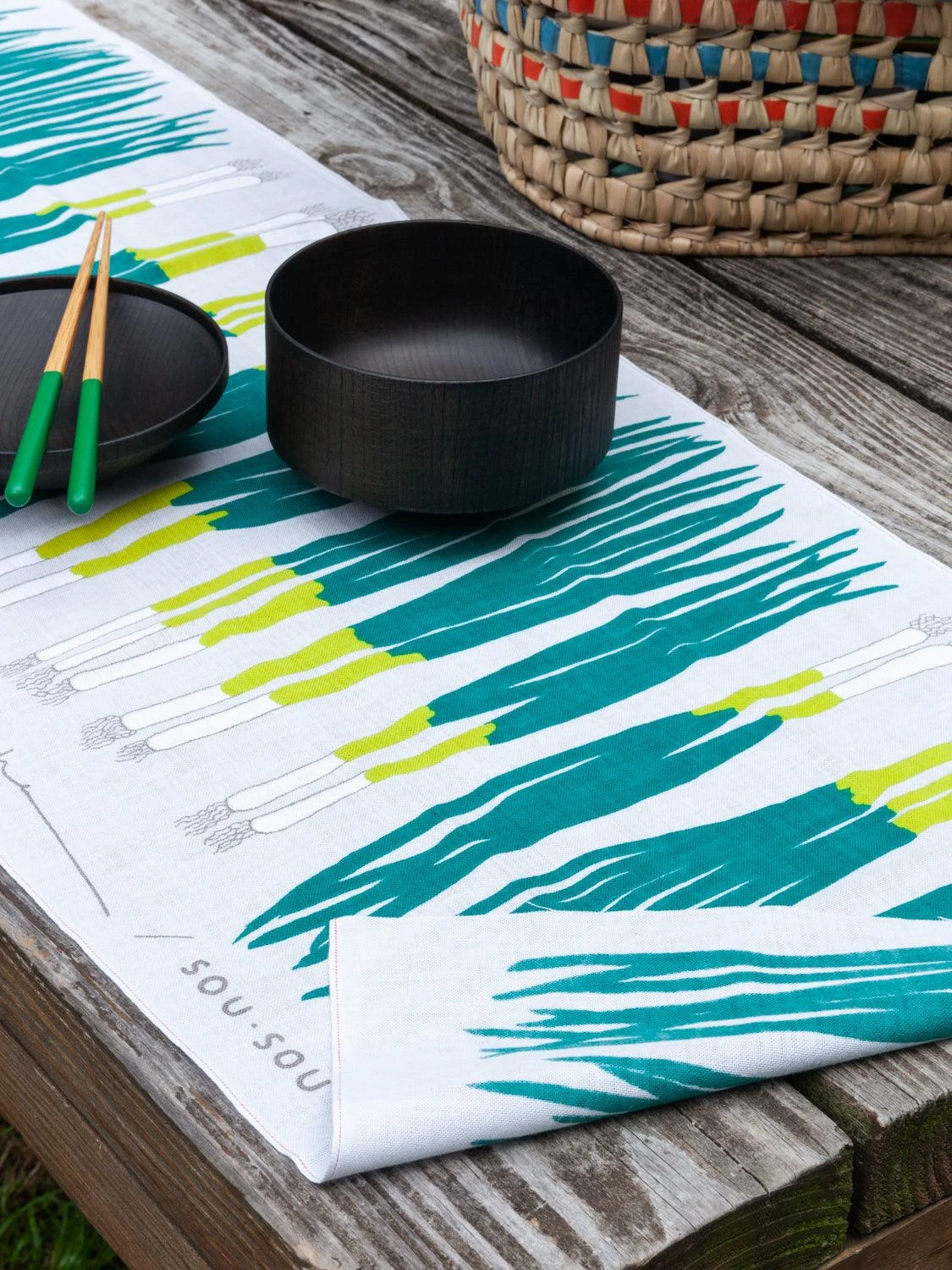 SOU•SOU Tenugui - Scallions 4 SOU•SOU Tenugui - Scallions - Image 2