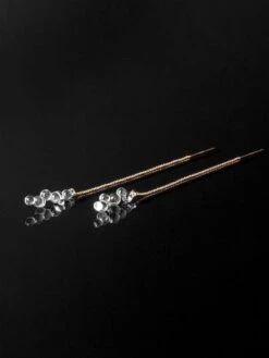 Glass Chain Earrings - Gold Drizzle