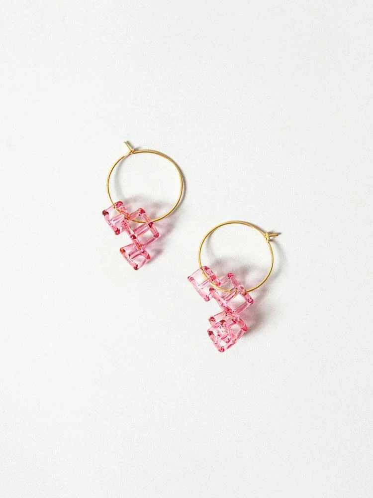Glass Hoop Earrings - Salt 3 Glass Hoop Earrings - Salt